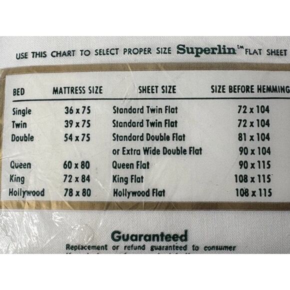 Vtg WAMSUTTA Superlin Standard Twin Flat Sheet No Iron 70s USA Gold White - Picture 5 of 5